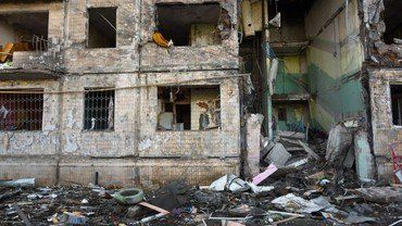 Ødelagte huse i Ukraine